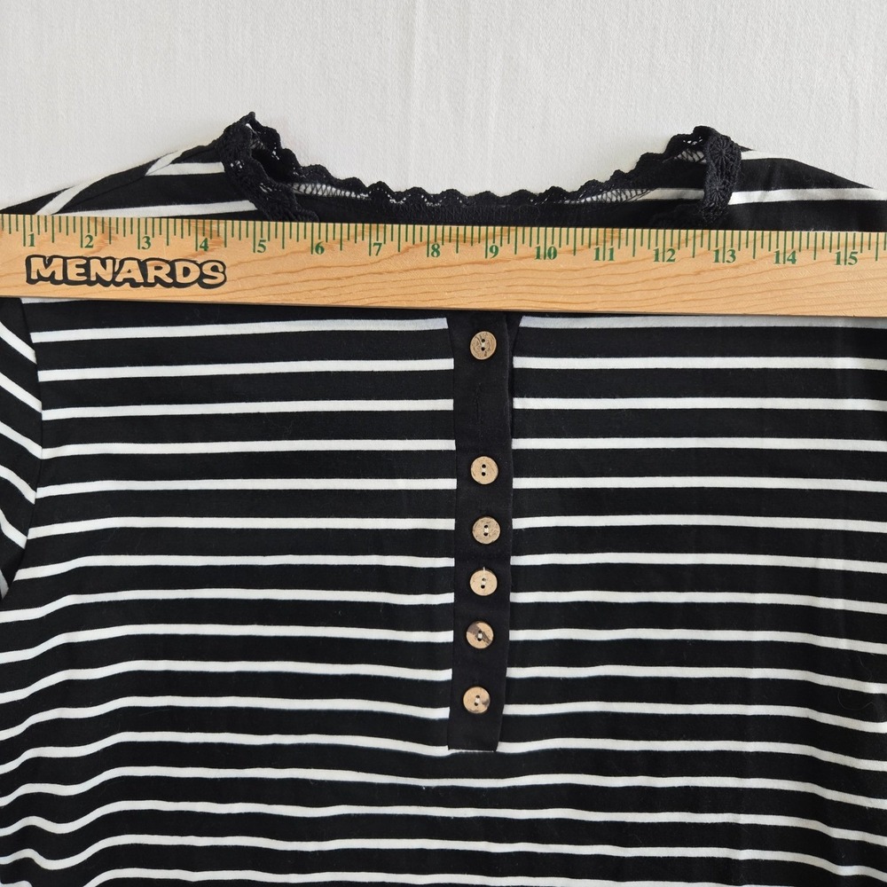 Long Sleeve Shirt with Lace Trim Medallion Buttons Casual Whimsygoth Shabby Chic - Picture 7 of 9
